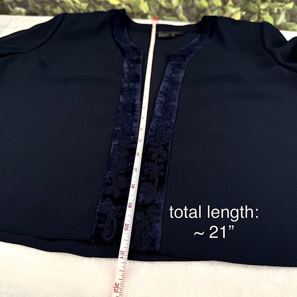 {cynthia howie} VTG Open-Front Sheer Blazer — Size 10, Navy Blue - Picture 14 of 16